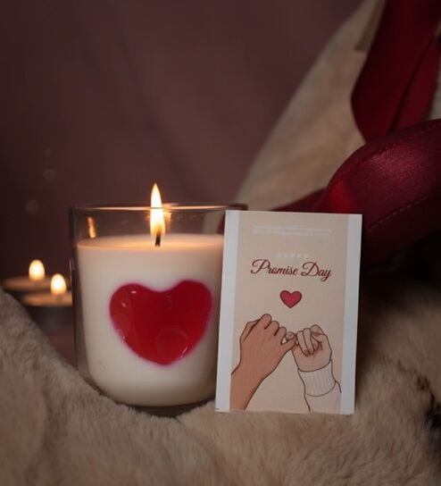 True Love Heart Candle And Card Gift Set
