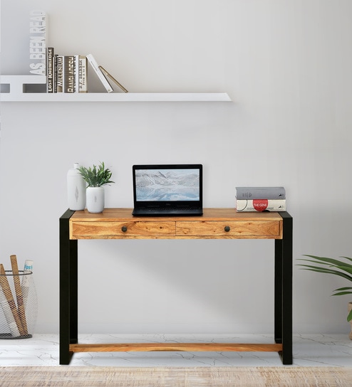 Reardon Solid Wood Writing Table In Natural Finish