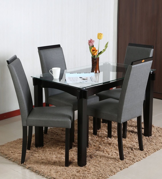 Buy Tradon 4 Seater Dining Set In Black Grey Colour By Parin Online Modern 4 Seater Dining Sets Dining Furniture Pepperfry Product