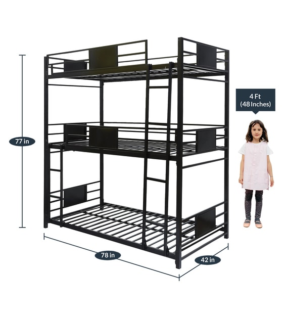 Buy Olivia Triple Metal Bunk Bed by SteelFurn Online Standard Bunk
