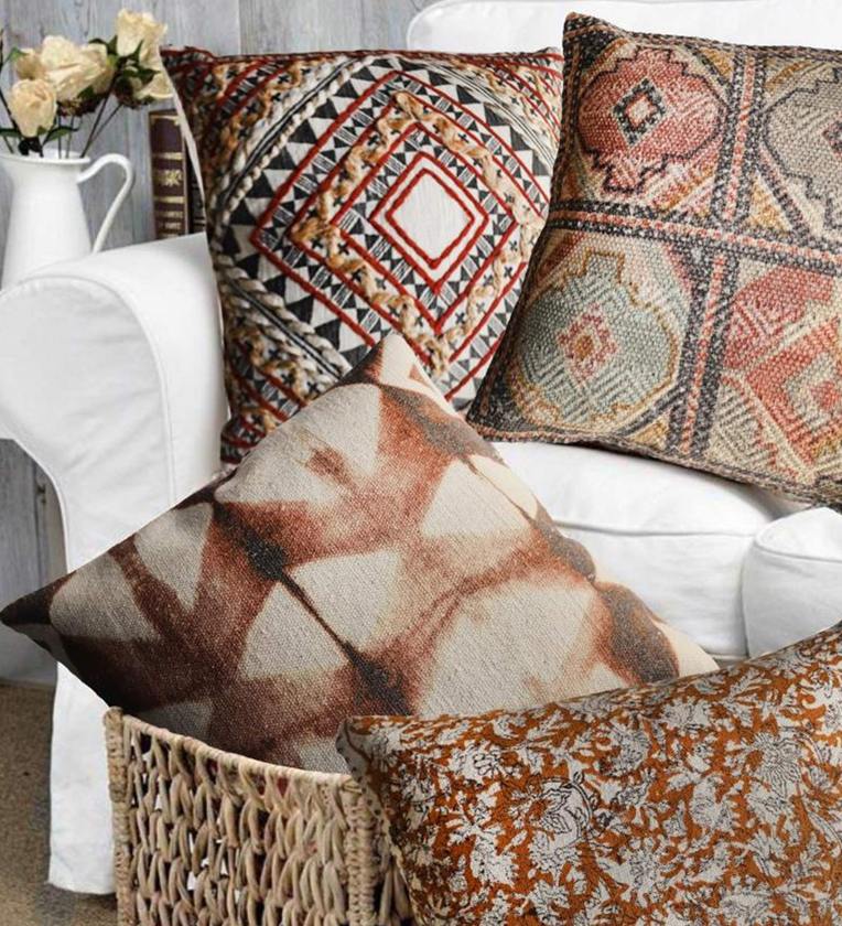 Buy Embroidered Cotton Traditional Pattern 20X20 Inches Cushion Cover