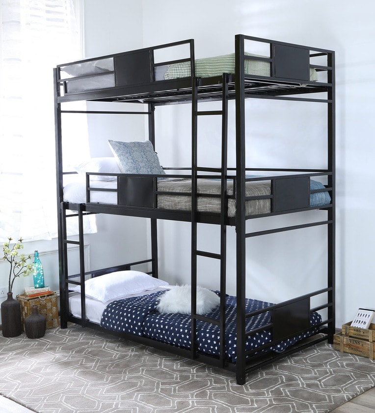 Buy Olivia Triple Metal Bunk Bed by SteelFurn Online - Standard Bunk ...