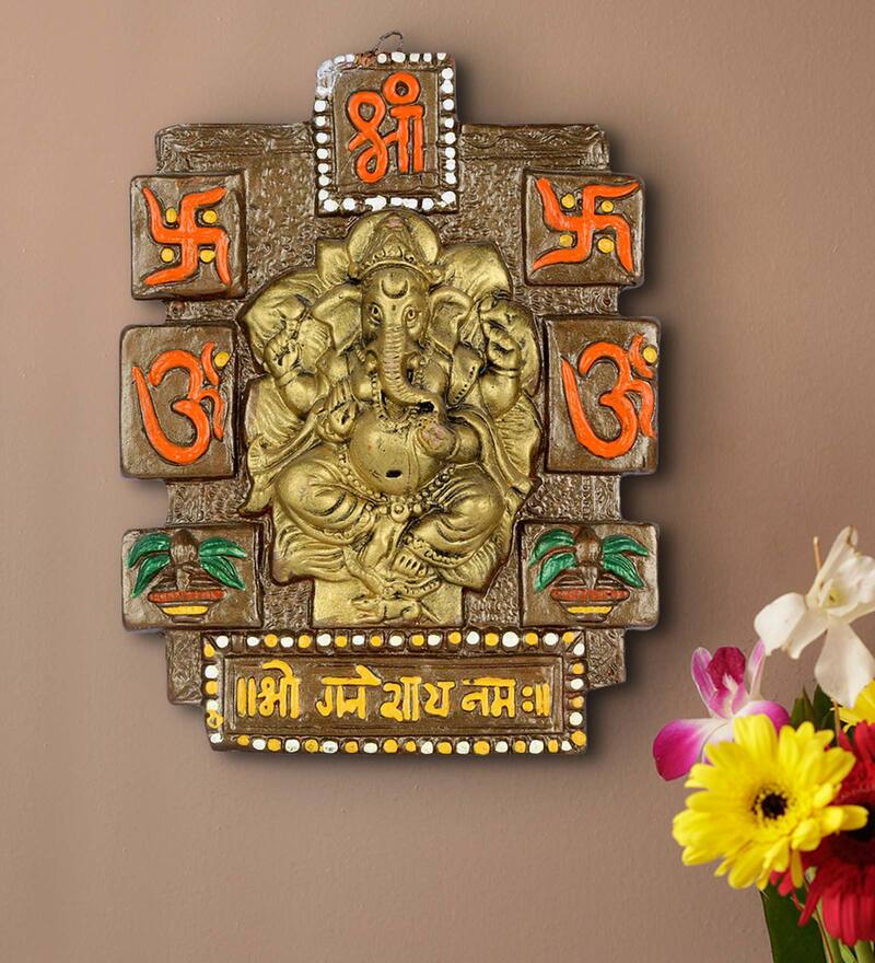 Buy Traditional Ganpati Wall Hanging In Terracotta by Aapno Rajasthan ...