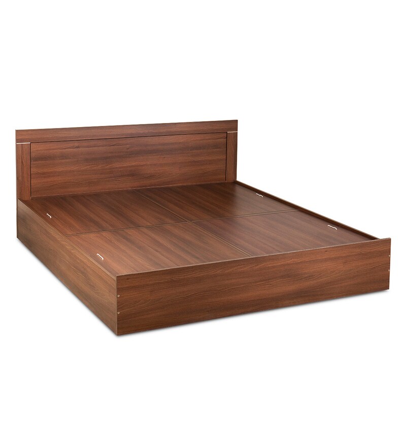 Buy Treasure King Size Bed With Box Storage In Acacia Dark Colour By Delite Kom Online Modern