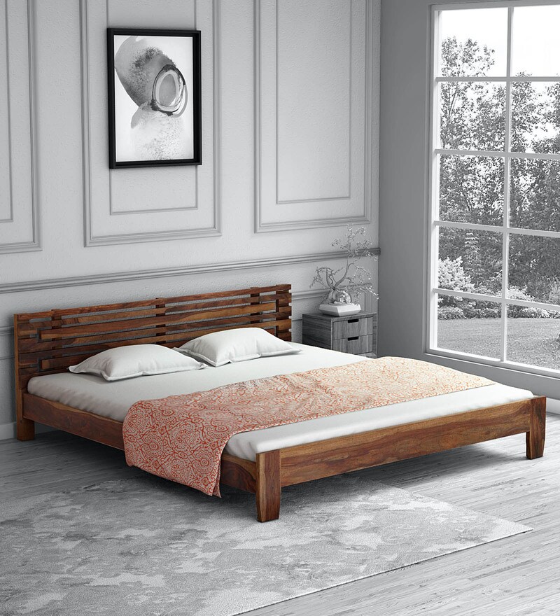 Buy Trego Solid Wood King Size Bed In Provincial Teak Finish By