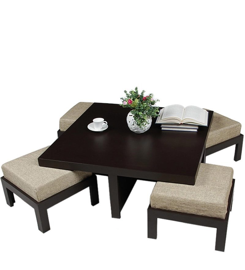 Buy Trendy Coffee Table With Four Stools By Arra Line