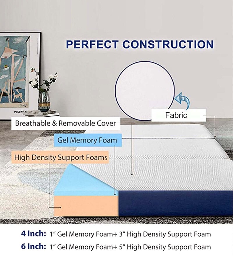 Buy Tri Folding (72x60) Memory Foam 4 Inch Queen Size Mattress by Loom & Needles Online Queen