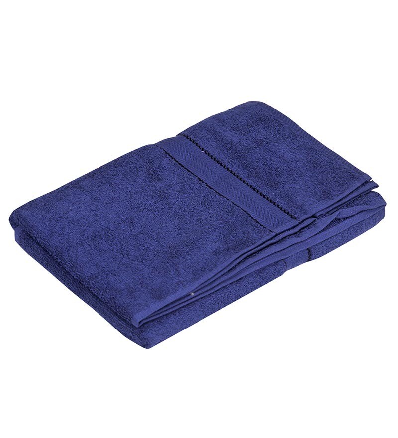 Buy Trident Home Essentials Solid Medium Midnight Blue Bath Towel