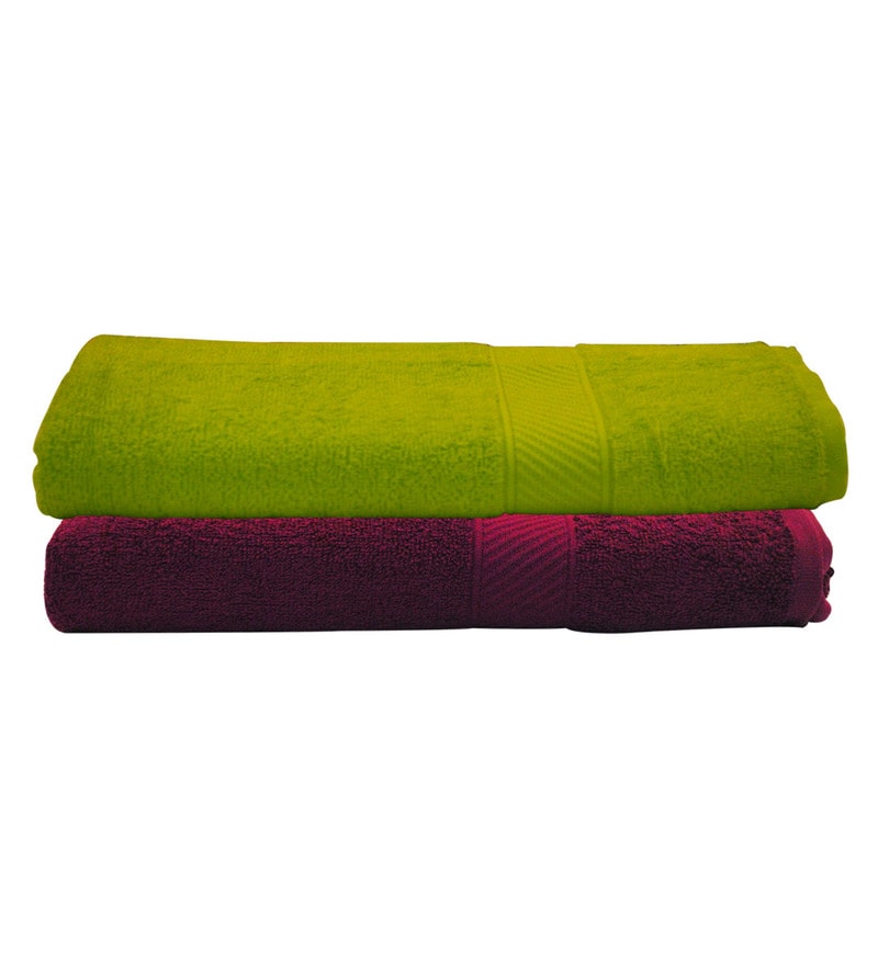 neon green bath towels