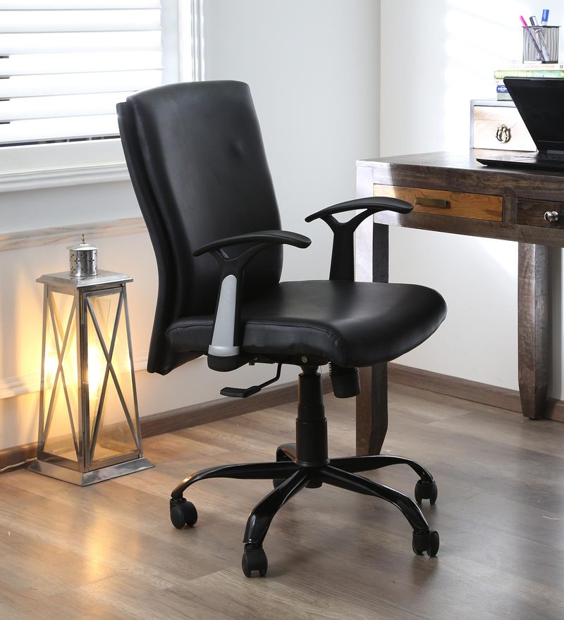 Buy Trinity Ergonomic Chair in Black Colour By VOF Online - Mid Back ...