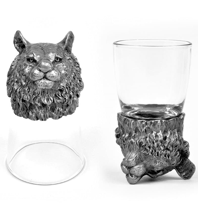 pewter animal head shot glasses