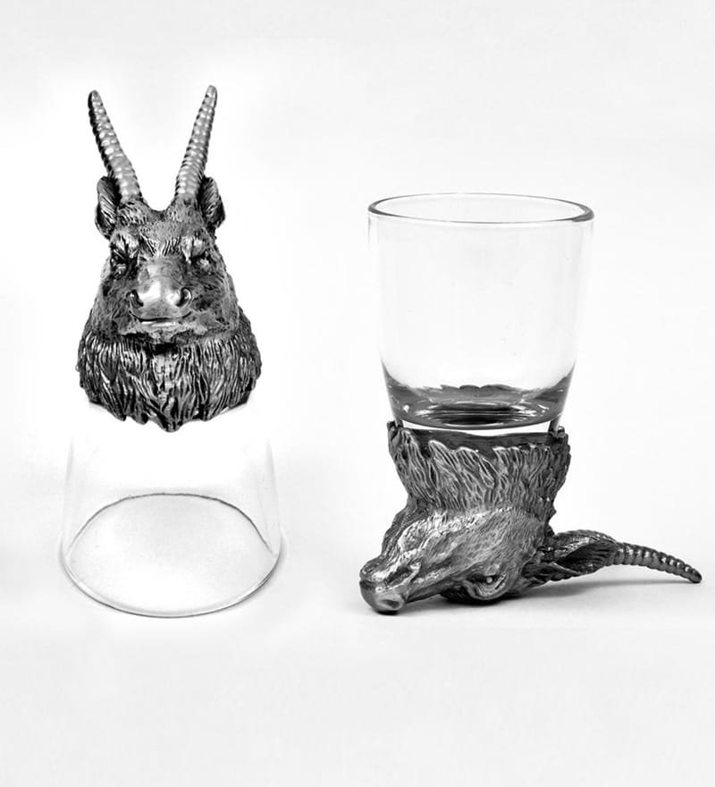 pewter animal head shot glasses