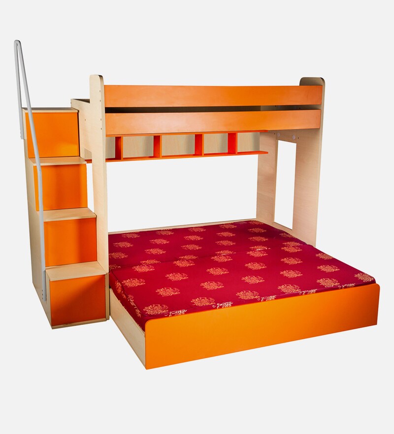 Buy Multi Flexi Bunk Bed in Orange Colour with Hydraulic Storage by