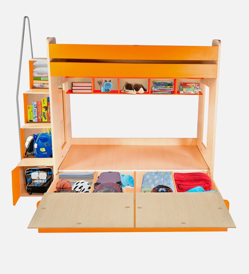 Buy Multi Flexi Bunk Bed in Orange Colour with Hydraulic Storage by