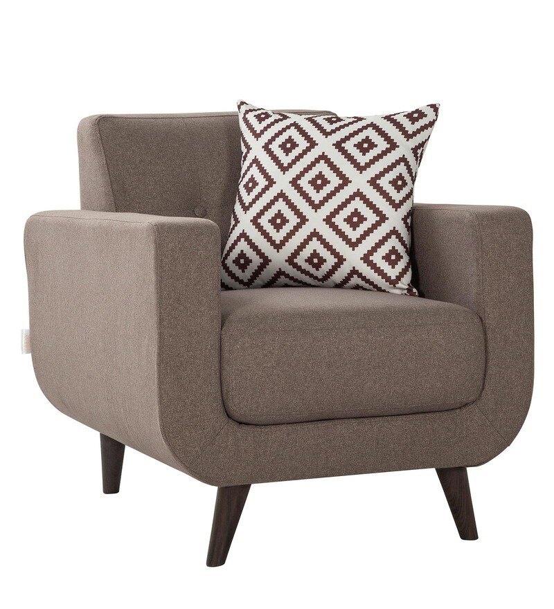 Buy Truro Fabric 1 Seater Sofa in Brown Colour by Urban Living Online