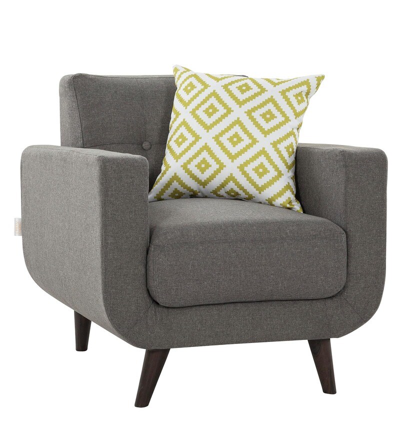 Buy Truro Fabric 1 Seater Sofa in Grey Colour by Urban Living Online