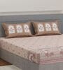 Beige Architectural 144 TC Cotton King Sized Bedsheet With 2 Pillow Covers