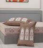 Beige Architectural 144 TC Cotton King Sized Bedsheet With 2 Pillow Covers