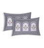 Grey Architectural 144 TC Cotton King Sized Bedsheet With 2 Pillow Covers