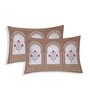 Beige Architectural 144 TC Cotton King Sized Bedsheet With 2 Pillow Covers