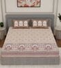 Beige Architectural 144 TC Cotton King Sized Bedsheet With 2 Pillow Covers