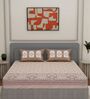 Beige Architectural 144 TC Cotton King Sized Bedsheet With 2 Pillow Covers