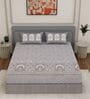 Grey Architectural 144 TC Cotton King Sized Bedsheet With 2 Pillow Covers