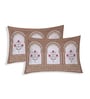 Beige Architectural 144 TC Cotton King Sized Bedsheet With 2 Pillow Covers