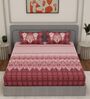 Maroon Checks 144 TC Cotton King Sized Bedsheet With 2 Pillow Covers