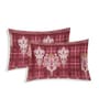 Maroon Checks 144 TC Cotton King Sized Bedsheet With 2 Pillow Covers