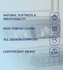 Grey Checks 144 TC Cotton King Sized Bedsheet With 2 Pillow Covers