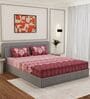 Maroon Checks 144 TC Cotton King Sized Bedsheet With 2 Pillow Covers