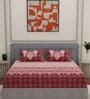 Maroon Checks 144 TC Cotton King Sized Bedsheet With 2 Pillow Covers