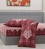 Maroon Checks 144 TC Cotton King Sized Bedsheet With 2 Pillow Covers