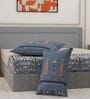 Grey Geometric 144 TC Cotton King Sized Bedsheet With 2 Pillow Covers