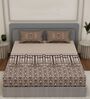 Green Geometric 144 TC Cotton King Sized Bedsheet With 2 Pillow Covers
