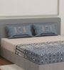 Grey Geometric 144 TC Cotton King Sized Bedsheet With 2 Pillow Covers