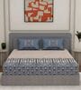 Grey Geometric 144 TC Cotton King Sized Bedsheet With 2 Pillow Covers