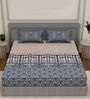 Grey Geometric 144 TC Cotton King Sized Bedsheet With 2 Pillow Covers