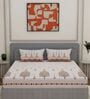 Orange Medallion 144 TC Cotton King Sized Bedsheet With 2 Pillow Covers