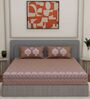 Beige Medallion 144 TC Cotton King Sized Bedsheet With 2 Pillow Covers