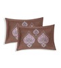 Beige Medallion 144 TC Cotton King Sized Bedsheet With 2 Pillow Covers