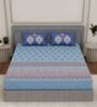 Blue Medallion 144 TC Cotton King Sized Bedsheet With 2 Pillow Covers