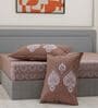 Beige Medallion 144 TC Cotton King Sized Bedsheet With 2 Pillow Covers