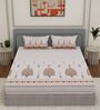Orange Medallion 144 TC Cotton King Sized Bedsheet With 2 Pillow Covers
