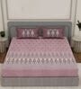 Pink Paisley 144 TC Cotton King Sized Bedsheet With 2 Pillow Covers