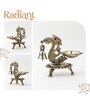 Golden Traditional Brass Aarti Diya with Parrot Design with Hanging Bell