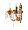 Traditional Brass Candelabra Wall Sconce with Intricate Carving and Pencil Crystals