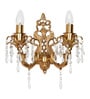 Traditional Brass Candelabra Wall Sconce with Intricate Carving and Pencil Crystals
