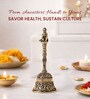Golden Traditional Brass Pooja Bell with Hanuman Idol